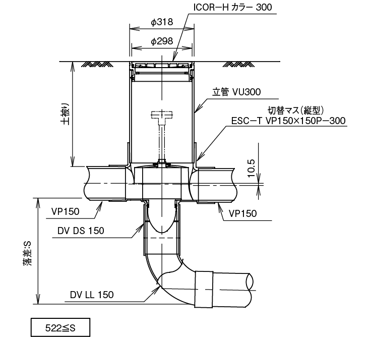 ESC-T VP 150×150P-300の標準設置図2