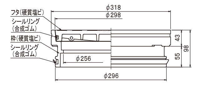 塩ビ製ふた　φ300用の図面