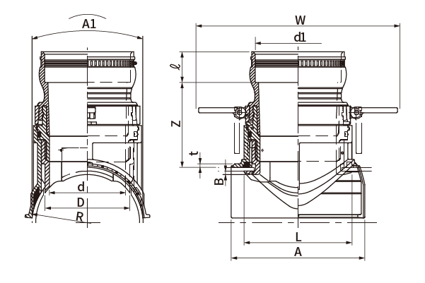 QE-K（可とう受口タイプ）の図面